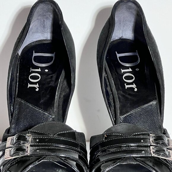 Dior by John Galliano 2003 Black Patent & Suede D'Orsay Platform Pump EU 38 US 8 - Picture 4 of 16